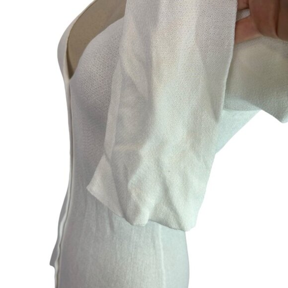 Asta Resort Ivory Nikita Dress Knit Button-down Shirt Sheer Medium Long Sleeve - Picture 5 of 11